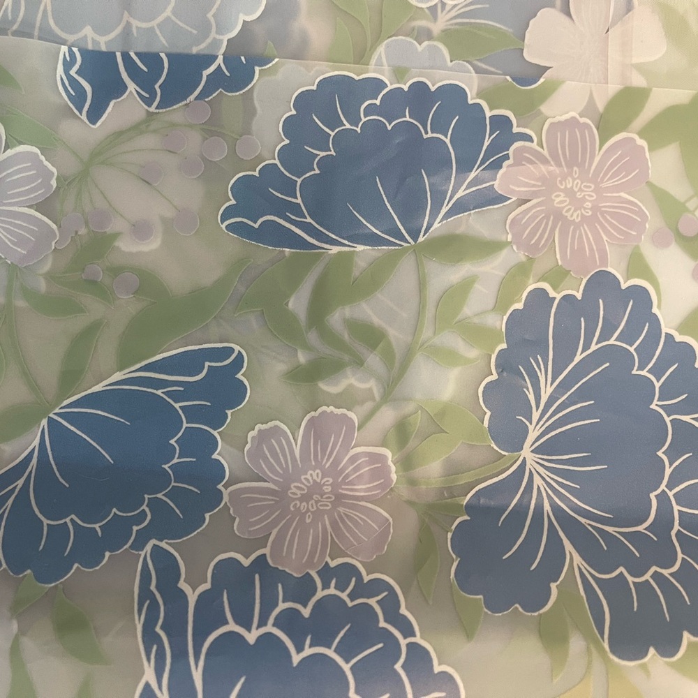 Floral Patterned vinyl shower curtain in blue, green, white, pink. NWOT! - Picture 4 of 4